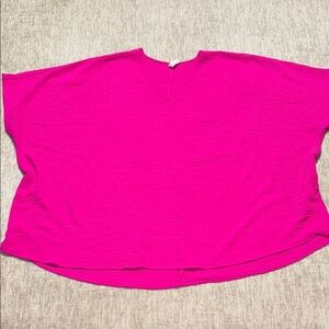 3X Hot pink tunic Zenana dolman sleeve gauze pattern flowy